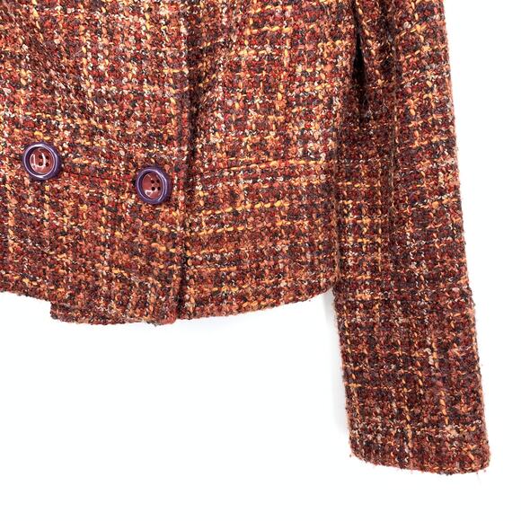MNG Mango Double Breasted Jacket Womens Size 6 Multicolor Red Brown Tweed - Picture 4 of 7